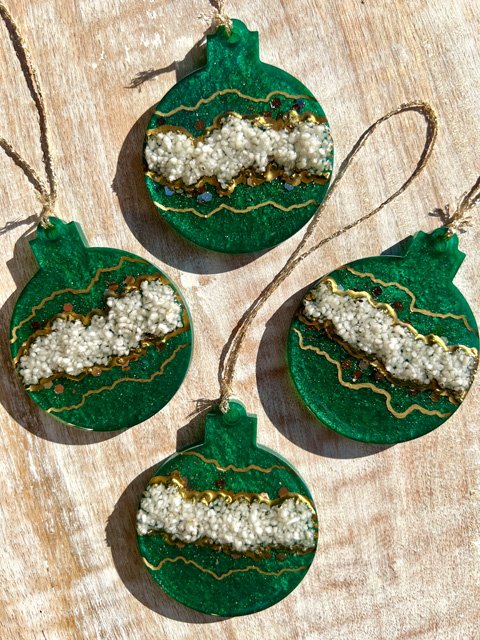 Decorazioni natalizie artigianali in stile geode