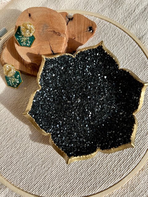 Portagioie artigianale nero effetto cristallo